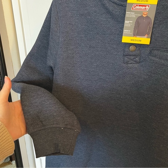 Coleman | Men’s | New | Sherpa Lined | Long Sleeve | Henley | Navy | Medium - Picture 3 of 6